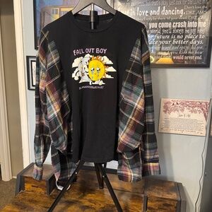 Fall Out Boy Upcycled T-Shirt & Flannel - Read Measurement for Accurate Sizing